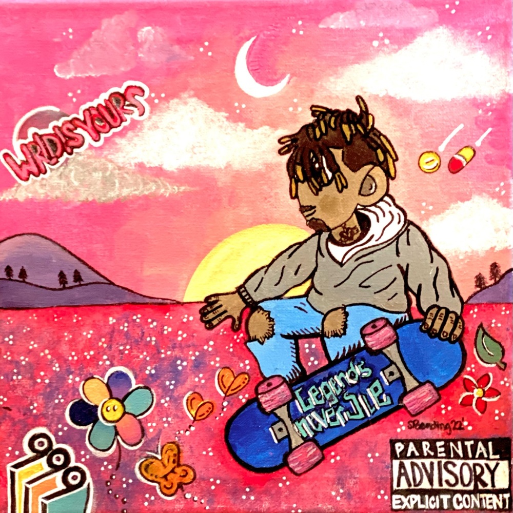 ACRYLIC JUICE WRLD SKATEBOARD PAINTING PRINT